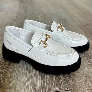 Steve Madden Lando White Leather Loafers